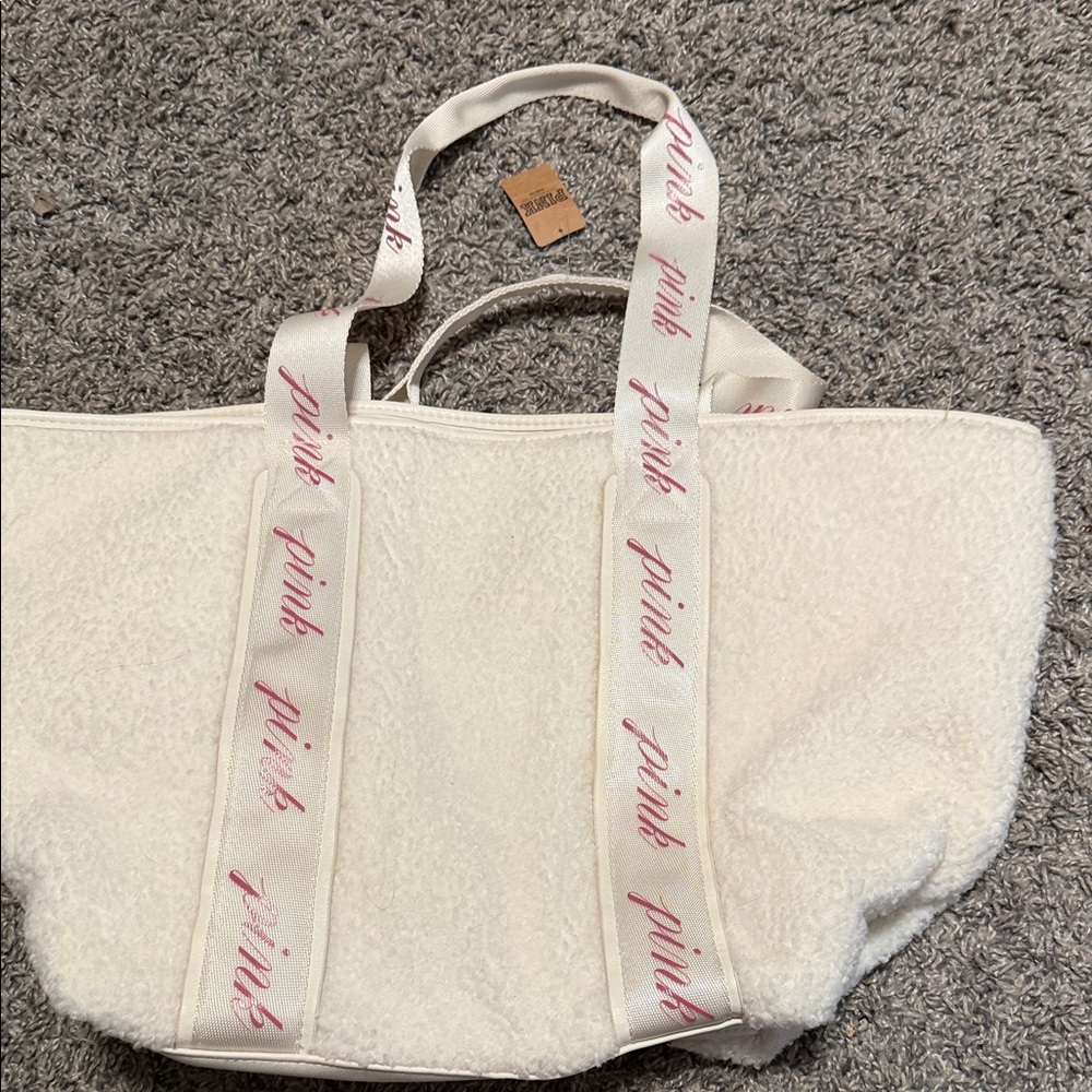 Victoria's Secret White Tote with Pink Accents